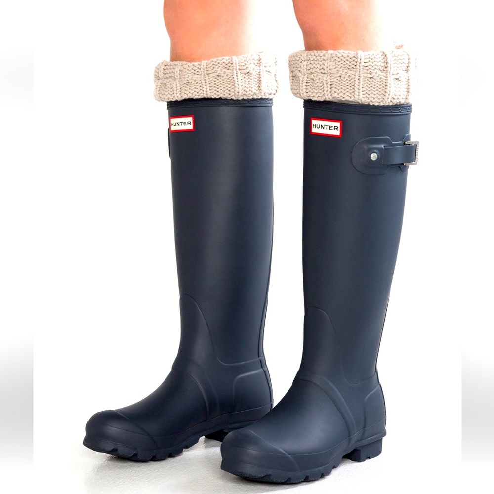 Hunter Original Tall Wellie Waterproof Rain Boot Matte Navy SZ 9